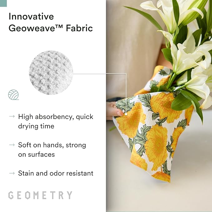 Tea Towels – Spring & Summer Collection – Quick-Dry, Ultra-Absorbent, Reusable Microfiber Kitchen Towels for Drying & Cleaning - Field of Gold - 1 Pack