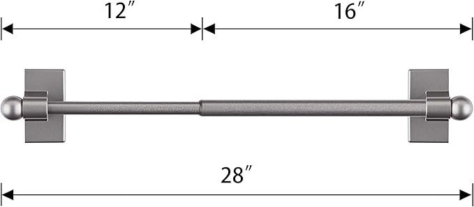 WL.Rocaille Magnetic Curtain Rod Multi-Use Adjustable Window Sidelight Magnetic Rods, 16"-28" Magnetic Curtain Rod Stick on Metal Doors, Pewter, 4-Pack