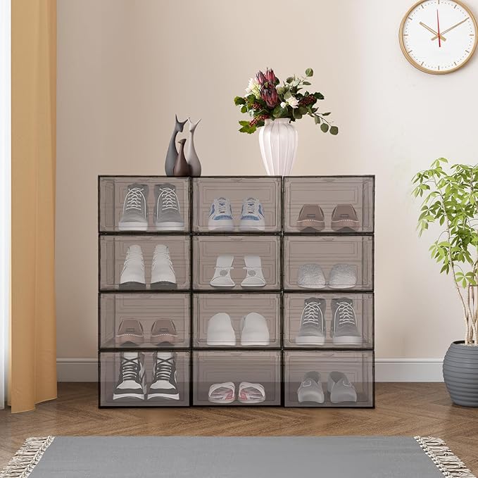 Shoe Showcase,Acrylic Shoe Display Case,Shoe Box,Shoe Boxes Stackable,Sneaker Display Case,Shoe Collection Display,Large Shoe Storage Boxes Organizers for Closet,Drawer Organize Unit,for Clothes