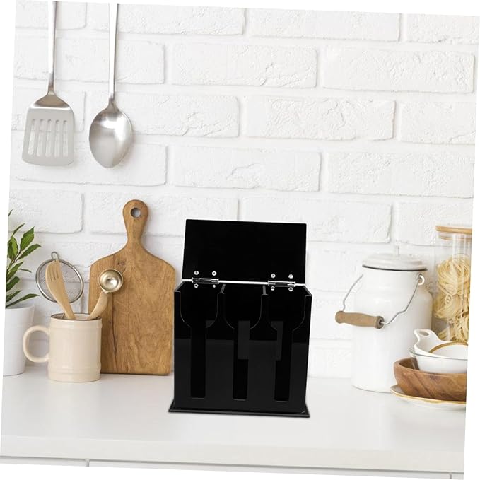 Mikinona Acrylic Spoon Holder 3-Compartment Cutlery Organizer for Kitchen Silverware Dispenser for Spoons and Forks