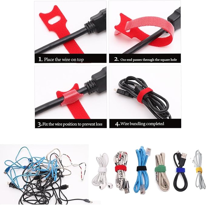 240-Piece Water-Resistant Cable Labels and Tags Kit with Marker - 10 Colors Hook & Loop Straps for Electronics, Home Office Wire Management, Cord Organizer, Color Coding Stickers