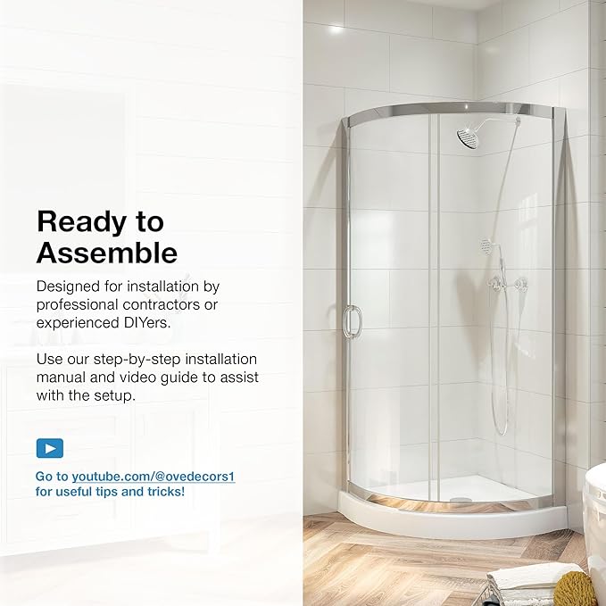 OVE Decors Breeze 32 in. Corner Shower Clear Sliding Door with Base in Chrome Finish