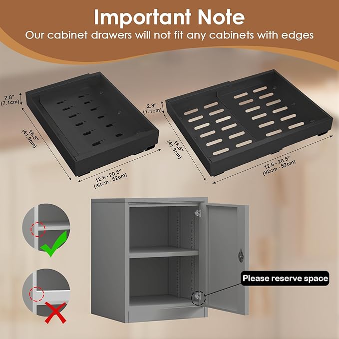 Expandable Pull Out Cabinet Organizer, 16" Deep Expandable (12.6" - 20.5") 3 Heavy Duty Slide Drawers Pull Out Drawers for Kitchen Storage Cabinet (Black)