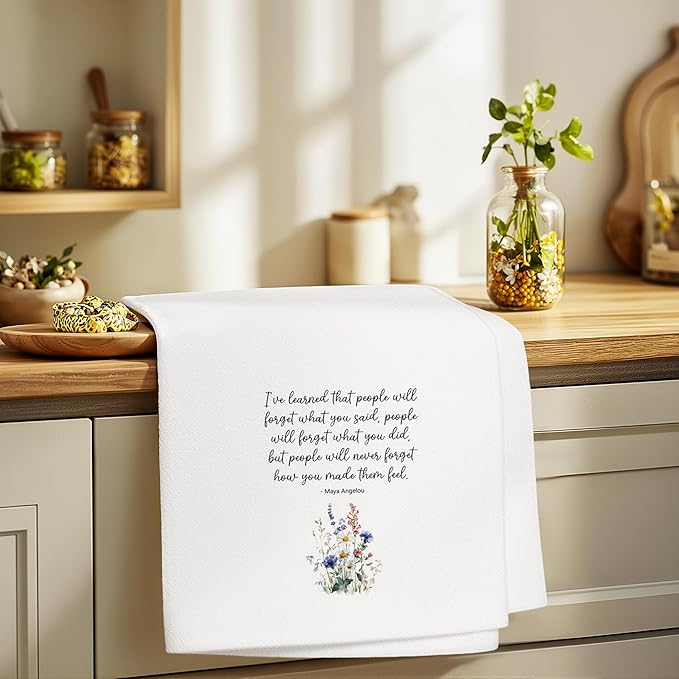 Hostess Towels Gifts for Women, Floral Inspirational Quote Towels for Kitchen Bathroom Decor (16x24 inches)