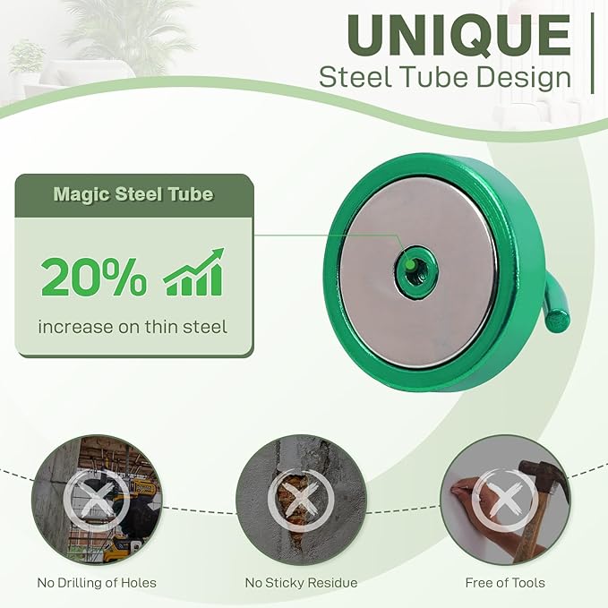 Neosmuk Magnetic Hooks, Cruise Ship Essentials, 10lb+ Heavy Duty Magnetic Hooks for Cruise Cabins, Refrigerator, Grill, Hanging, and Travel | Extra Strong Must-Haves Magnet Hook,Green