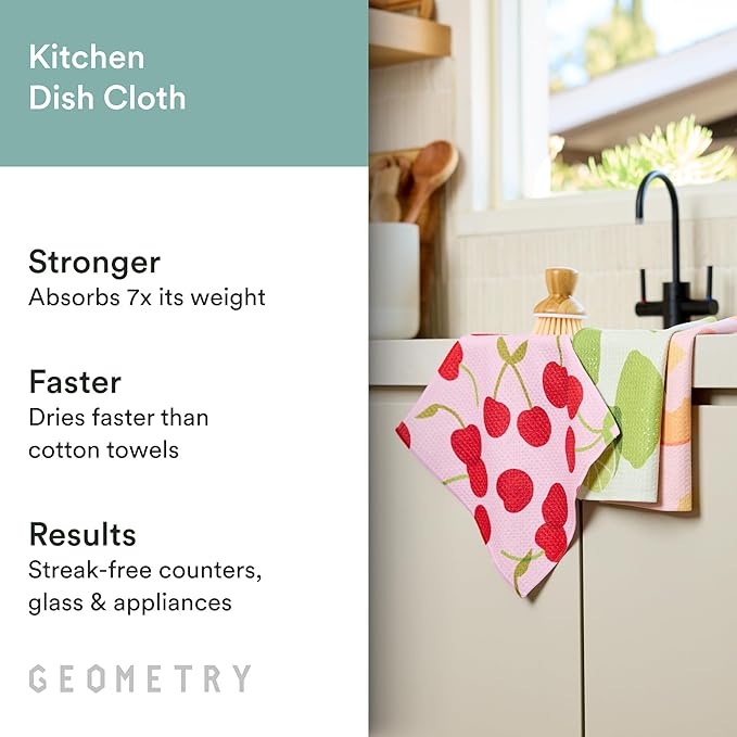 Kitchen Dish Cloths - Quick Dry Dishcloths for Kitchen - Premium Dish Rags with Geoweave - (Bunny Bloom, 3-Pack Set)
