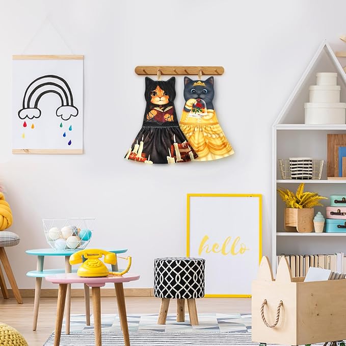 PAT JUUMG Cat Hand Towels, Cute Decorative Hanging Face Towels for Bathroom Kitchen, Super Absorbent Soft, Cat Lovers Gifts for Women, Housewarming for People Who Love Cats