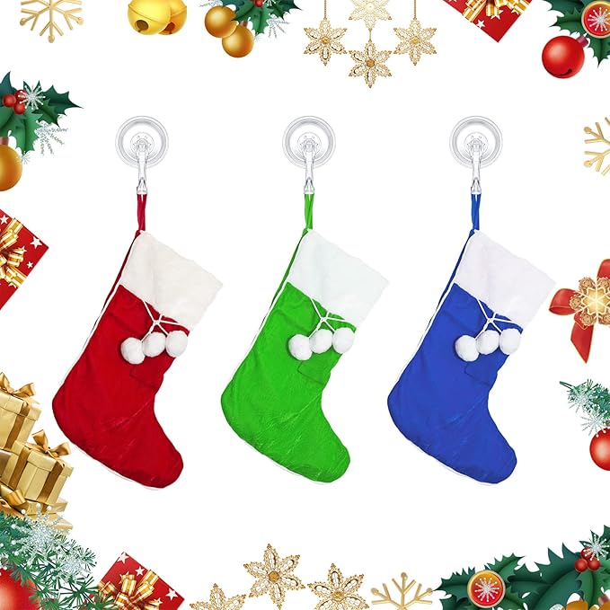 Yookeer 12 Pcs Christmas Wreath Hanger Suction Cup Hooks Heavy Duty Reusable Suction Cups Large Clear Door Wreath Hanger for Glass Door Window Hooks