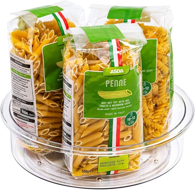 Slideep 9.8'' Round Lazy Susan Rotating Turntable Food Storage Container for Cabinet, Pantry, Refrigerator, Countertop, Spinning Organizer for Spices, Condiments, Baking Supplies