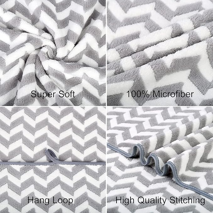 Microfiber Bath Towels, Bath Towel 2 Pack(30" x 60"), Oversized, Soft, Super Absorbent and Fast Drying, Multipurpose Use for Sports, Fitness, Yoga, Chevron Grey