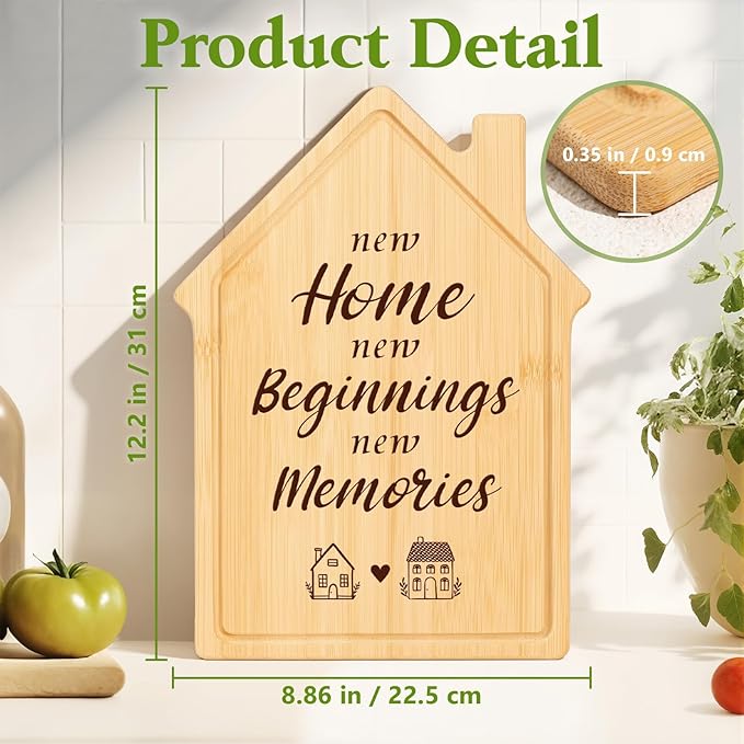 Craftique House Warming Gifts New Home, New Home Cutting Board Essential/Gift Ideas, House-Shape, House/Kitchen/First Apartment Essential, Housewarming Gifts for Women/Men/Couple/New Homeowner