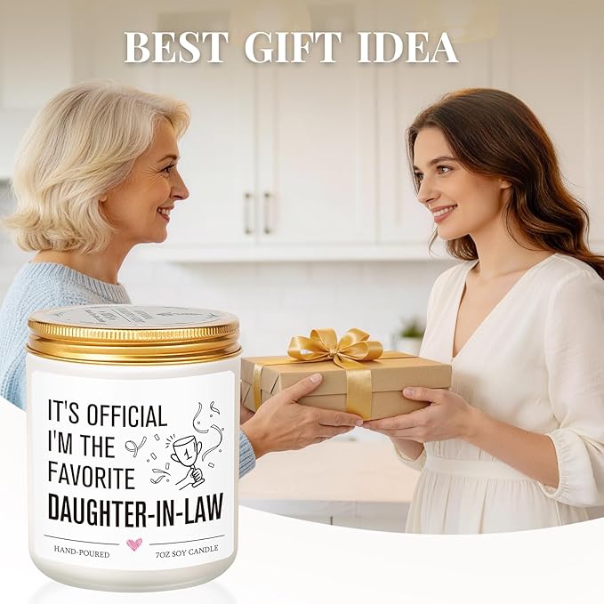 Daughter in Law Gifts, Mothers Day, Birthday, Christmas, Wedding Gifts for Daughter-in-Law, Sons Girlfriend, Future DIL, DIL Gift from Mother in Law, Officially Favorite Child Daughters Candle Gift