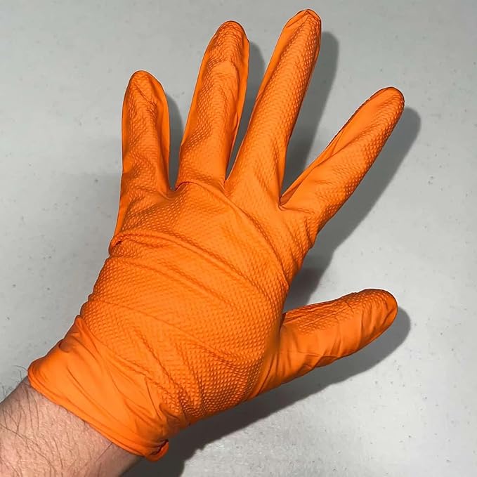 Tuff Gard Powder-Free Orange Nitrile Gloves, 8 Mil, Box of 100