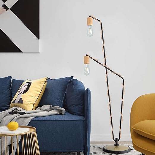 Arturesthome Wood Pendant Light Cord Kit with Dimmable Switch,16.4FT Vintage Industrial Hanging Plug in Lamp Cord with Twisted Nylon Rope Socket E26 E27 for Farmhouse Lamp Cable Retro DIY