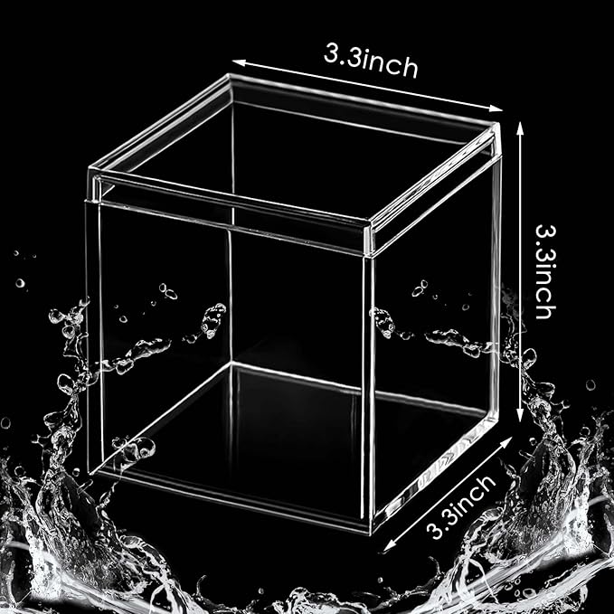 Blulu 8 Pcs Clear Acrylic Box with Lid Plastic Jewelry Mini Storage Box Mini Cube Containers for Candy and Tiny Jewelry Easter Party Favor(3.3 x 3.3 x 3.3 Inch,Classic Style)