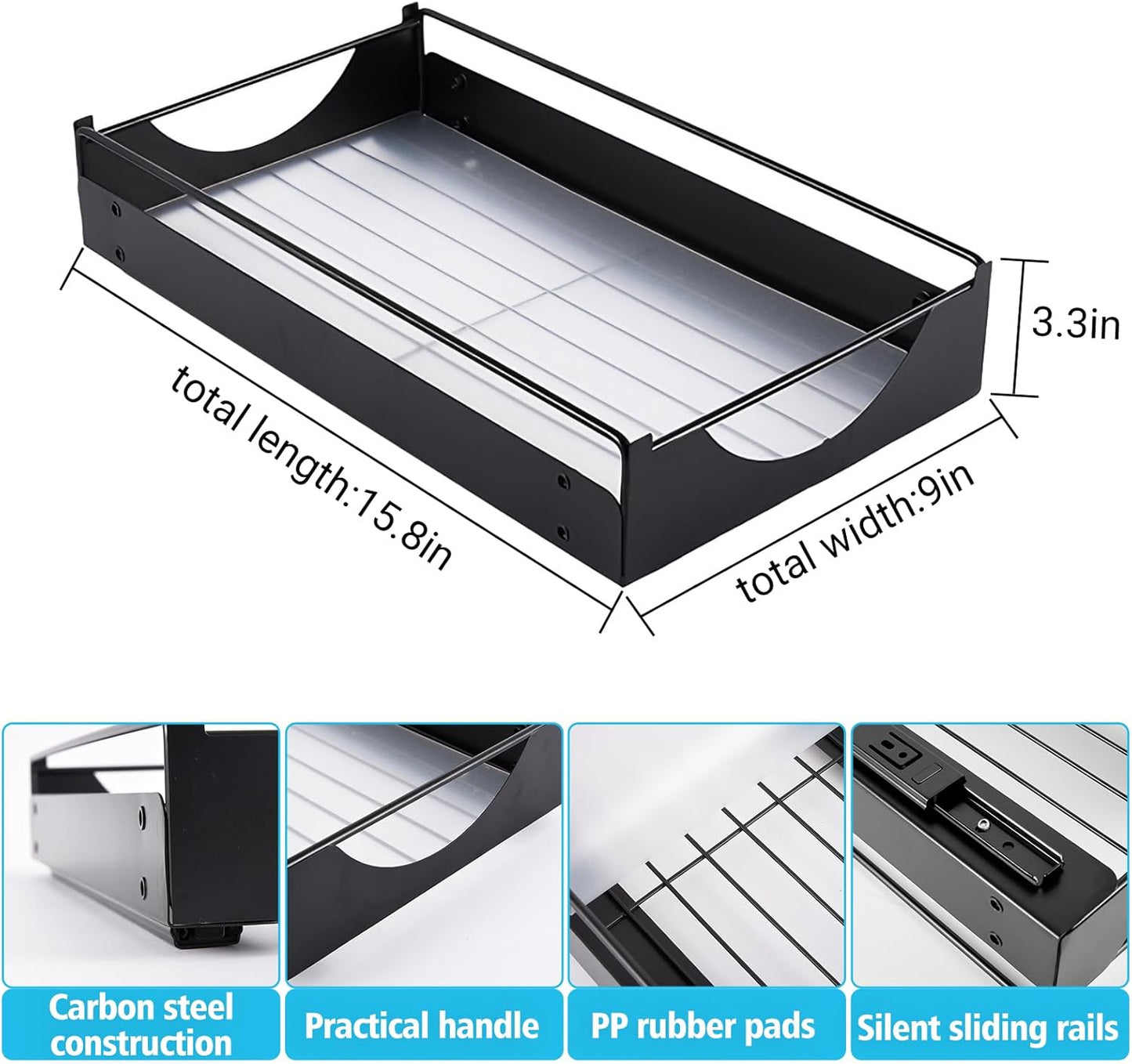 Pull-Out Under Sink Organizer — Single-Tier Metal Drawer, No Drilling, Fits 16"+ Cabinets