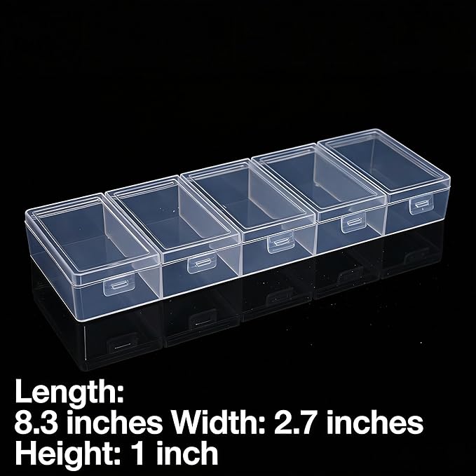 5-Compartment Transparent Plastic Storage Box with Individual Lids, Clear Organizer for Cosmetics, Jewelry & Craft Supplies