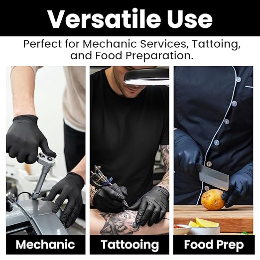 SAFEWAY USA Vinyl Disposable Gloves — Non-Latex and Powder Free, Heavy-Duty Protective and Multi-Purpose Gloves for Cleaning, Food Prep, Tattooing, Lab Works, Mechanics and More — (1000 pcs, Medium)