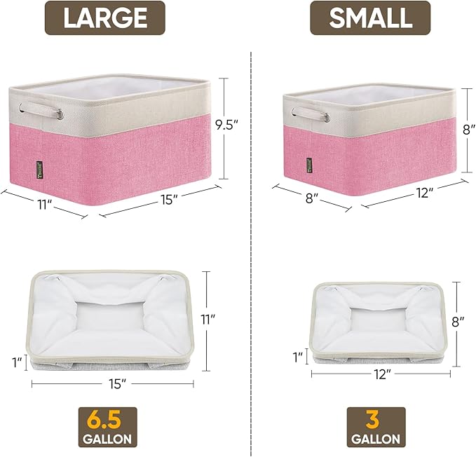 BALEINE 1 Pack Fabric Closet Storage Bins for Shelves, Linen Closet Organizers and Storage, Decorative Baskets for Organizing, Shelf, Clothes, Home, Office (Pink, 12"x8"x8")