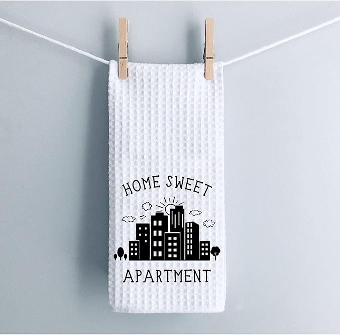 WCGXKO Funny Dish Towel Home Sweet Apartment Kitchen Towel Sweet Housewarming Gift New Apartment Gifts Decor (Sweet Apartment)