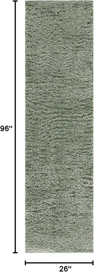 SAFAVIEH Lindsay Shag Collection Runner Rug - 8' Runner, Green, Contemporary Design, Ideal for High Traffic Areas in Hallway, Bathroom & Kitchen (LNS560Y-28)