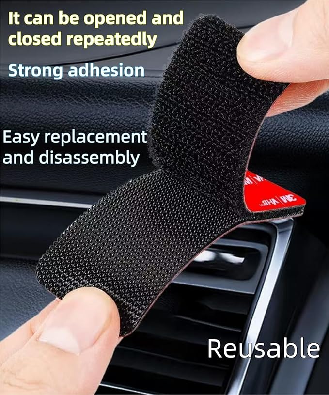 24 Sets Heavy-Duty Hook and Loop Strips with Adhesive Fasteners,Made with 3M VHB,Waterproof Heat-Resistant, for Walls,EZ Passes,Sofa Cushions,Car Floor Mats,Furniture,Carpet and More(3.2''x1.2'')