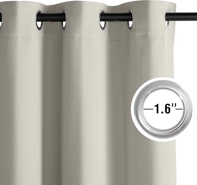 NICETOWN Room Darkening Draperies Curtains Panels, 2 Panels Natural W52 x L84
