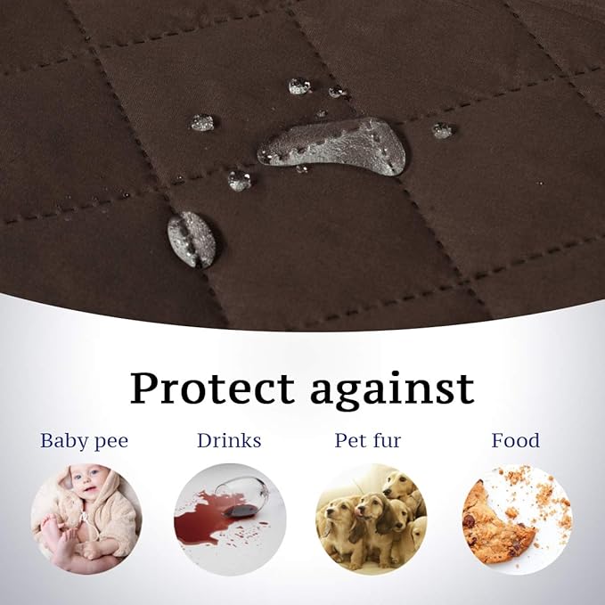 H.VERSAILTEX Sofa Slipcover Reversible Sofa Cover Seat Width Up to 66" Water Resistant Couch Cover with Elastic Strap Quilted Furniture Protector for Pets(Sofa, Brown/Beige)