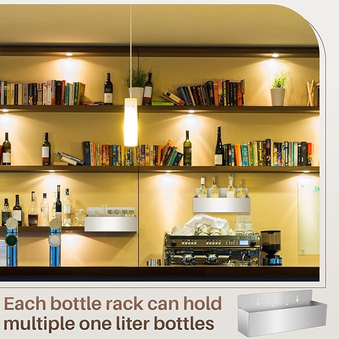 2 Pieces 15 Inch Single Speed Rail Stainless Steel Liquor Bottle Holder Wall Mounted Spray Bottle Rack Drink Rail Shelf for Bars, Silver