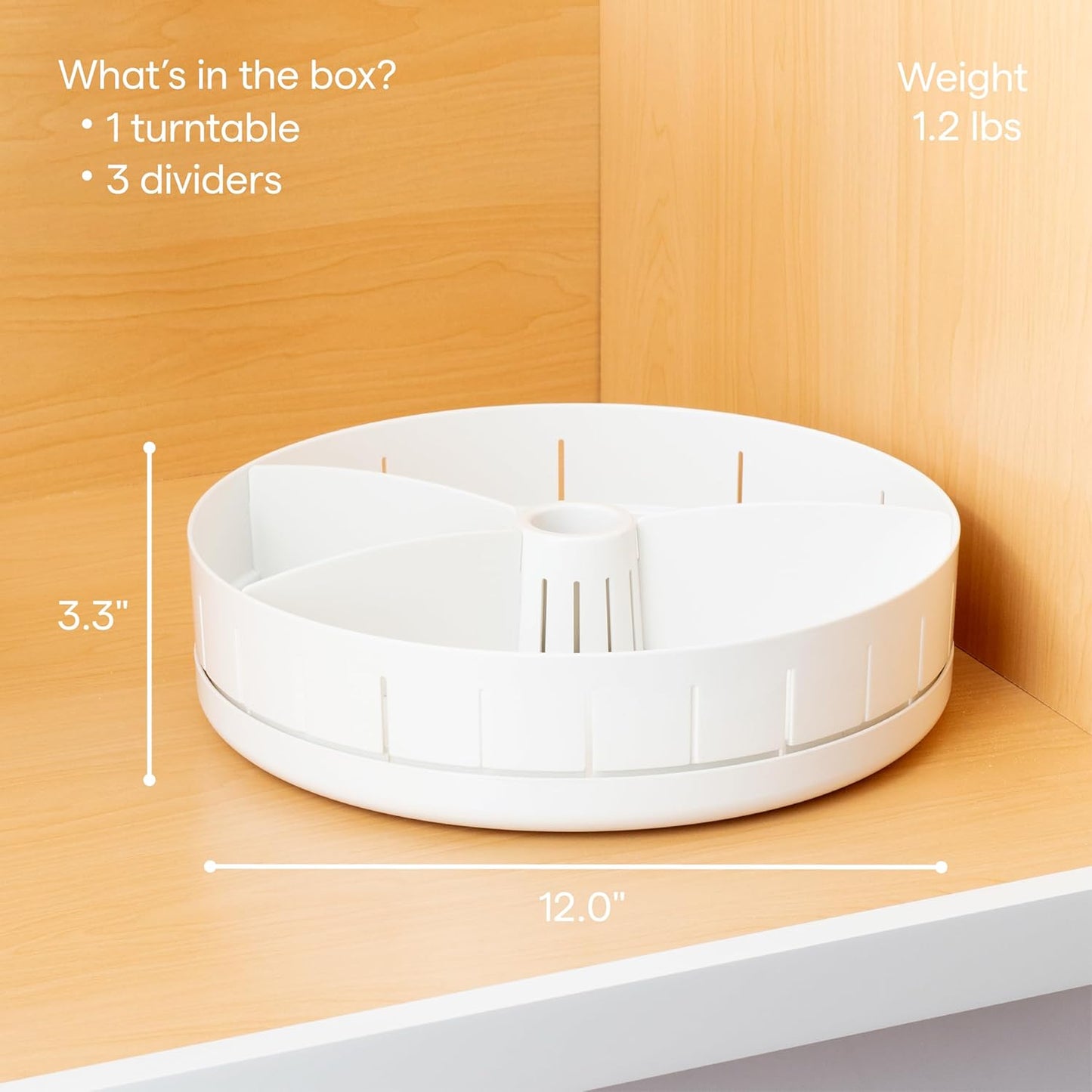 Under Sink Lazy Susan Organizer with Adjustable Dividers — Drill-Free 12" Turntable for Kitchen & Bathroom | Nestify