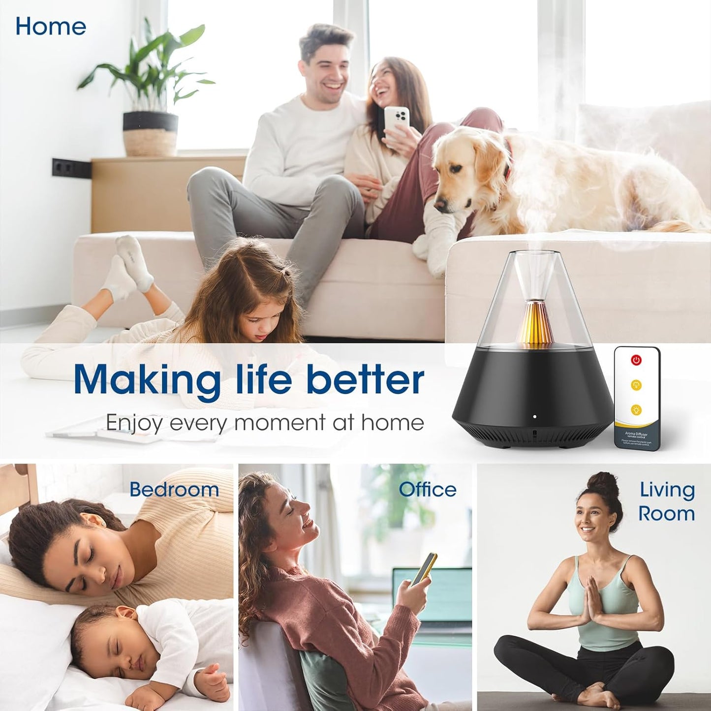 Ultrasonic Essential Oil Diffuser with Candle Night Light
