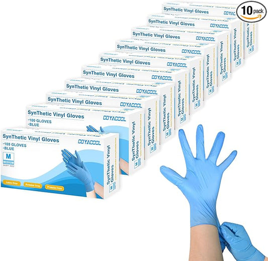 Disposable Gloves Medium, Nitrile and Vinyl Blend Material Gloves, Latex Free, 4 Mil,1000 Pc. Food Grade Glove for Cleaning, Food Prep, Hair Dye, Tattoo, Blue