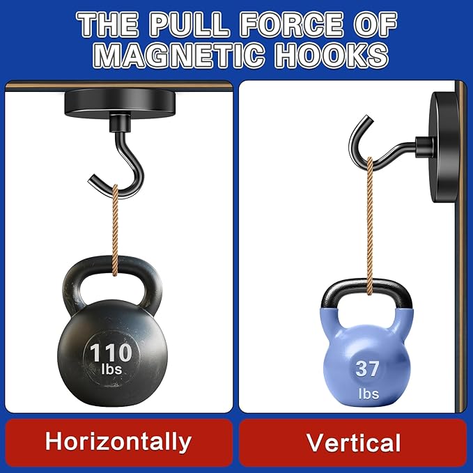 6Pack Strong Magnetic Hooks Heavy Duty, Magnet Hooks, 110lbs Metal Magnetic Hooks for Cruise Cabins, Magnet with Hooks, Magnet Hook, Magnetic Hook for Hanging, Refrigerator, Garage