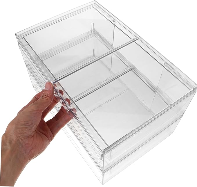 IMIKEYA 2pcs Detachable Acrylic Makeup Organizer Box with Drawer Stylish Desktop Storage for for Bathroom and Vanity Organization