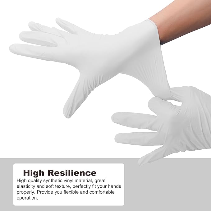 Disposable Gloves Medium, Nitrile and Vinyl Blend Material Gloves, Latex Free, 4 Mil 1000 Pc Food Grade Glove for Cleaning, Food Prep, Hair Dye, Tattoo, White