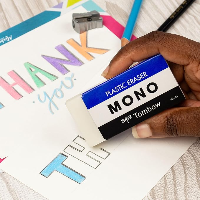 TOMBOW 57332 Mono Eraser, White, Jumbo, 1 Pack. Cleanly Removes Marks Without Damaging Paper