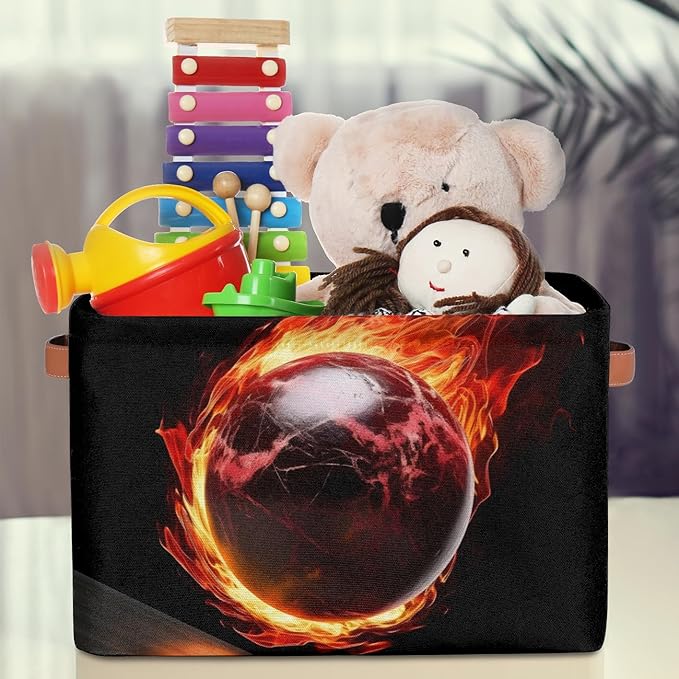 Bowling Storage Baskets with Handles,Foldable Cubes Storage Box Bin,Waterproof Open Shelf Basket Organizer for Kid Clothes Toy Gift Baskets