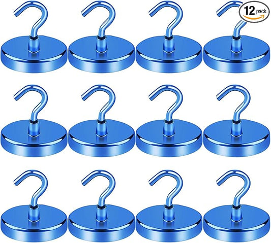 LOVIMAG Cruise Ship Essentials - 150Lbs Heavy Duty Magnetic Hooks, Blue, 12 Pack
