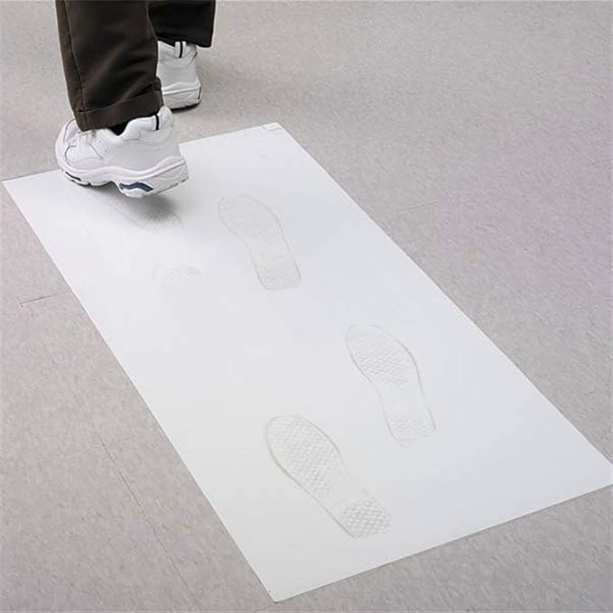 Cleanroom Adhesive/Sticky/Tacky Mat 18" x 36" White (5 Pads of 30 Sheets) 5 Pads, 150 Sheets per Box. Each pad 30 Sheets