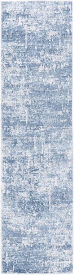 SAFAVIEH Amelia Collection Runner Rug - 2'2" x 14', Ivory & Steel Blue, Non-Shedding & Easy to Clean, Ideal for Bedroom, Hallway, Foyer, Kitchen, Entryway (ALA700D)
