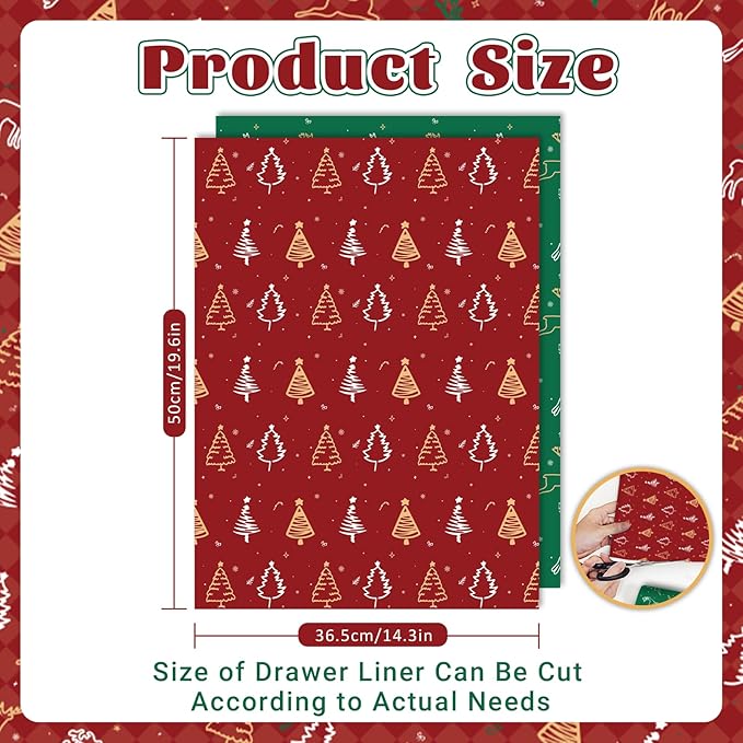 SCENTORINI Christmas Drawer Liners for Dresser, Set，Apple Cinnamon, Cedar, 12 Sheets for Home Shelf Closet Christmas Decoration Gifts