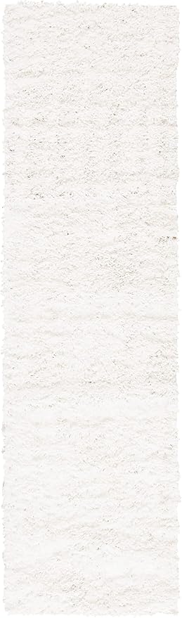 SAFAVIEH August Shag Collection Runner Rug - 2' x 13', White, Solid Design, Non-Shedding & Easy Care, 1.5-inch Thick Ideal for High Traffic Areas in Living Room, Bedroom (AUG200A)