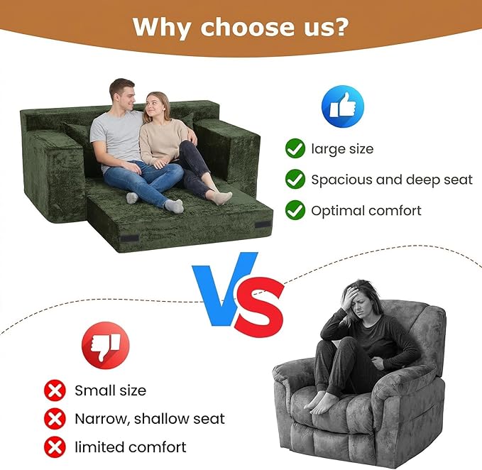 Convertible Sofa Bed, 5 in 1 Small Boneless Couch Pull Out Loveseat Sleeper Sofa,Corduroy Futon Couch Folding Mattress with 4 Pillows for Living Room Bedroom Lounge (No Assembly)