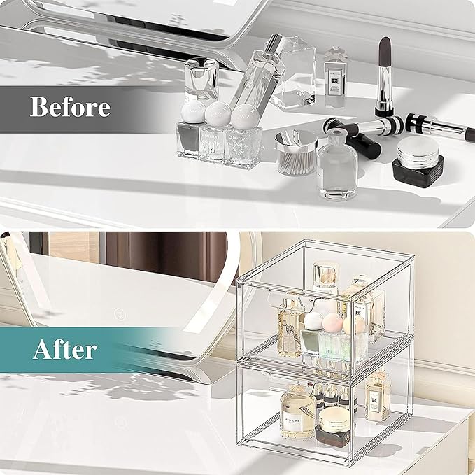 Clear Acrylic Storage Box Stackable Organizer for Cosmetics Jewelry Stationery Plastic Bins Acrylic Makeup Organiser