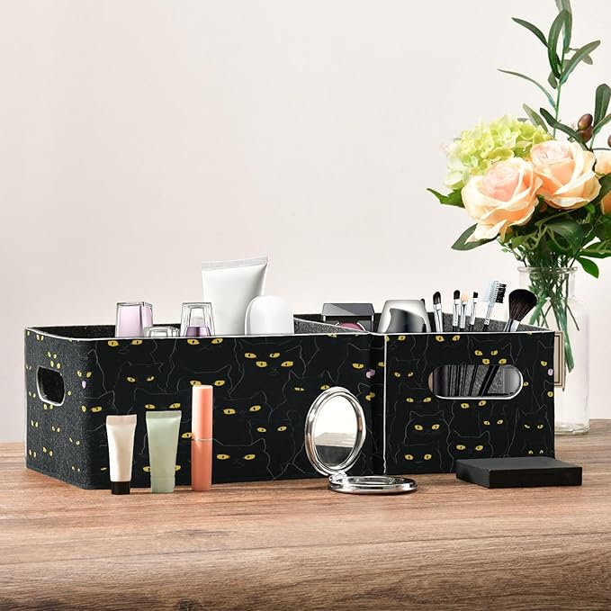 Kcldeci Black Cat Storage Bins Baskets for Organizing, Sturdy Storage Basket Foldable Storage Baskets for Shelves Closet Nursery Toy