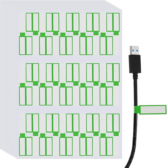 uxcell 300 Pcs Cable Labels, Waterproof Wire Cord Labels Tags, Cord Organizer Management Tags for Charger Cable Organizer Wire Markers Printer, Light Green