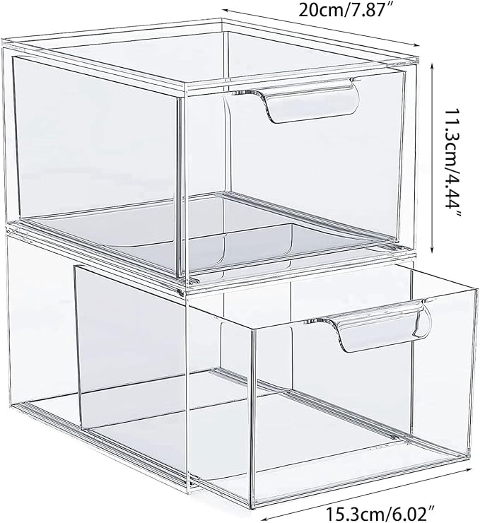 Clear Acrylic Storage Box Stackable Organizer for Cosmetics Jewelry Stationery Plastic Bins Acrylic Makeup Organiser