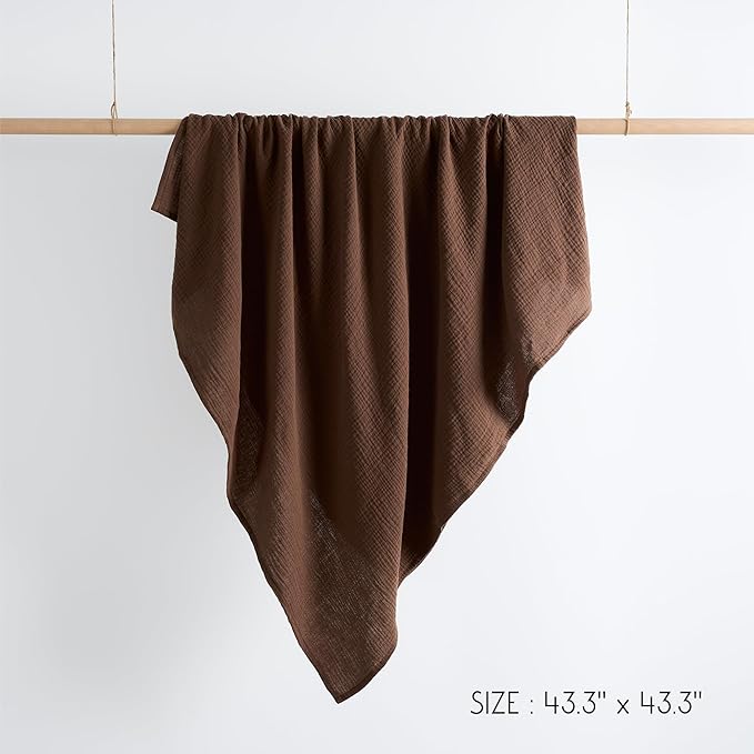Meracorallo Muslin Swaddle Blanket, 100% Cotton Receiving Blanket Soft and Breathable Swaddle Wrap for Baby Boys and Girls, Brown