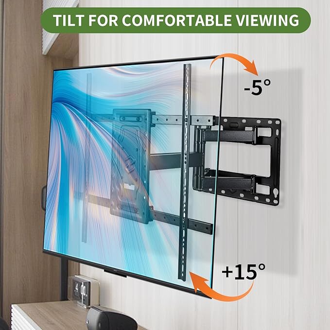 Full Motion TV Wall Mount for 32-65 Inch TVs, VESA Compatible, 100 lbs Weight Capacity, Adjustable Tilt & Swivel, Easy Centering & Quick Installation