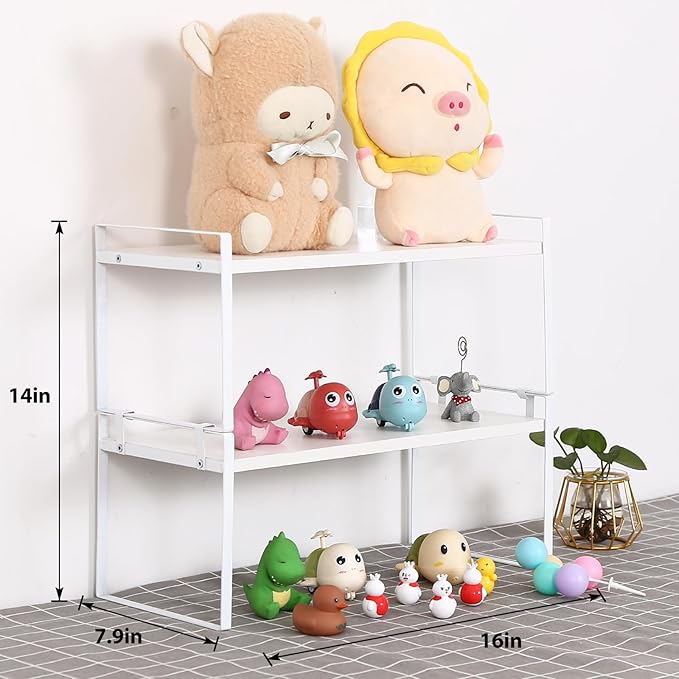 YGYQZ Desk Organizer Shelf，2 Tier Detachable Table Top Bookshelf, Freestanding Display Shelf for Office, Dormitory, Home,White+White